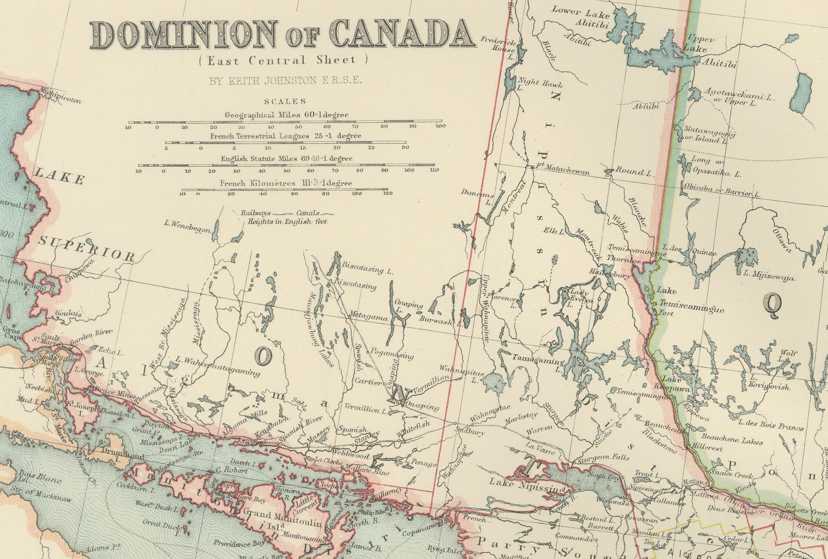 Carte du Canada 1903 - Dominion du Centre-Est - Ontario, Québec et autres en vente 2