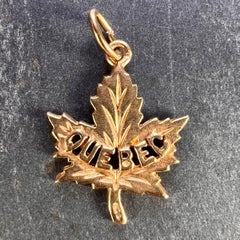 Canada Maple Leaf Quebec 14K Yellow Gold Charm Pendant