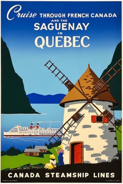 CANADA STEAMSHIP LINES Original Vintage Travel Tourism Poster SAGUENEY QUEBEC