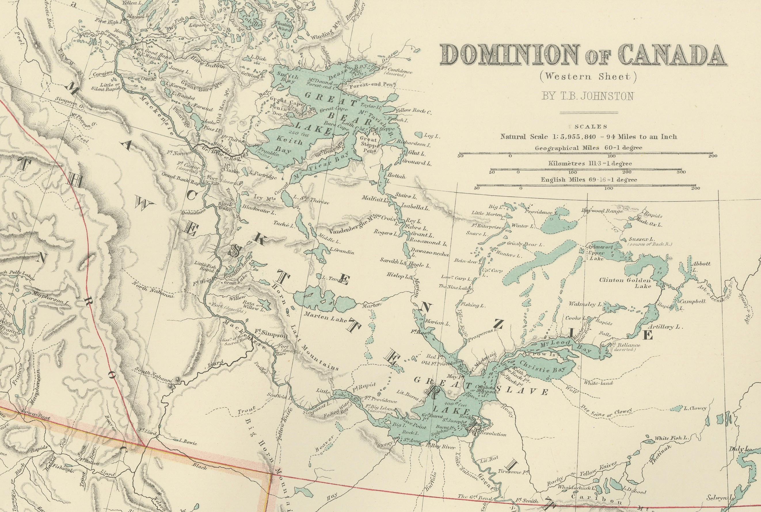 L'Ouest canadien - 1903 Carte gravée par Johnston - Unique et historique en vente 3