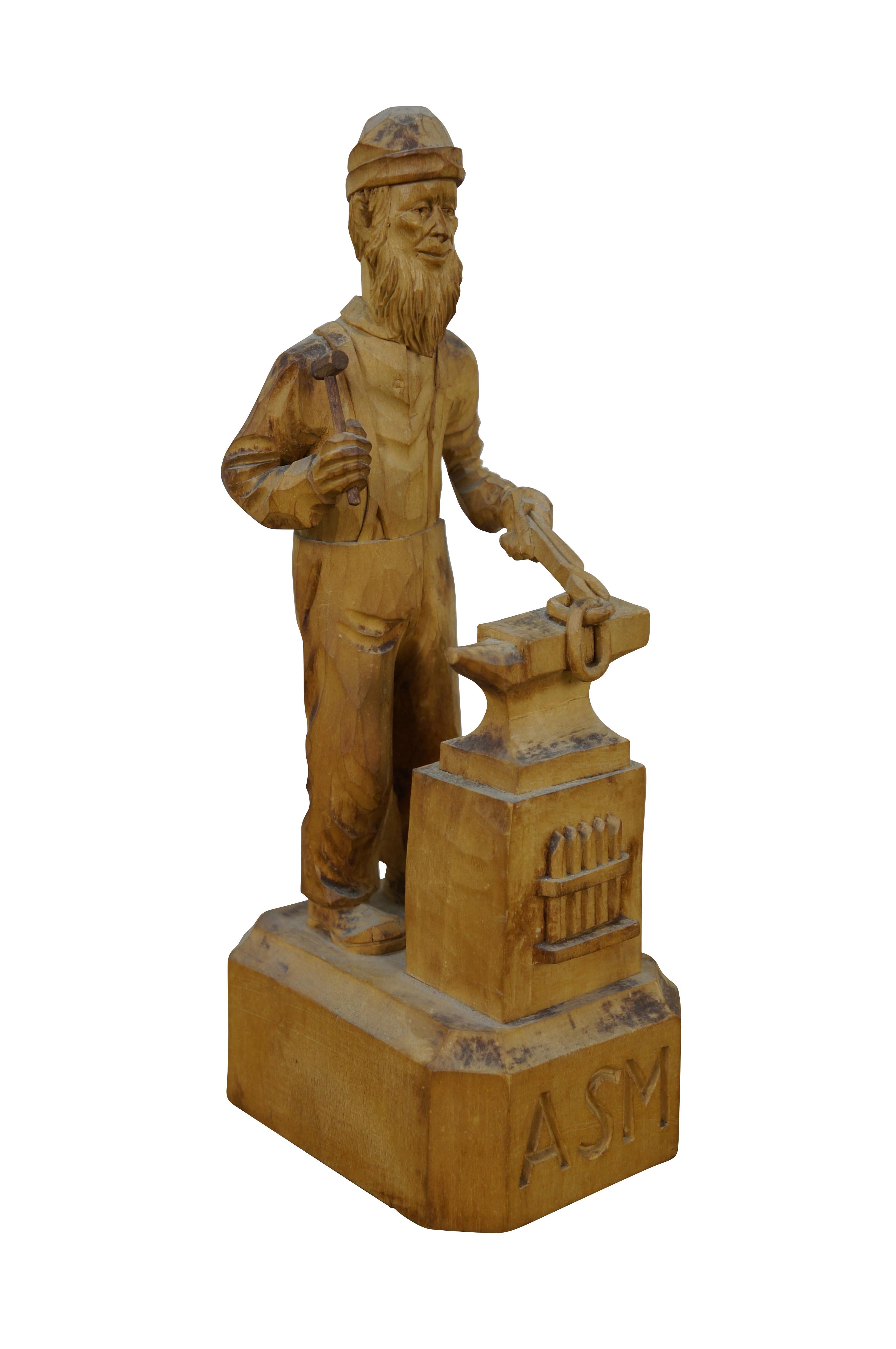 Country Andre Bourgault Simon Dube Forgeron Enclume Wood Wood Sculpture 10