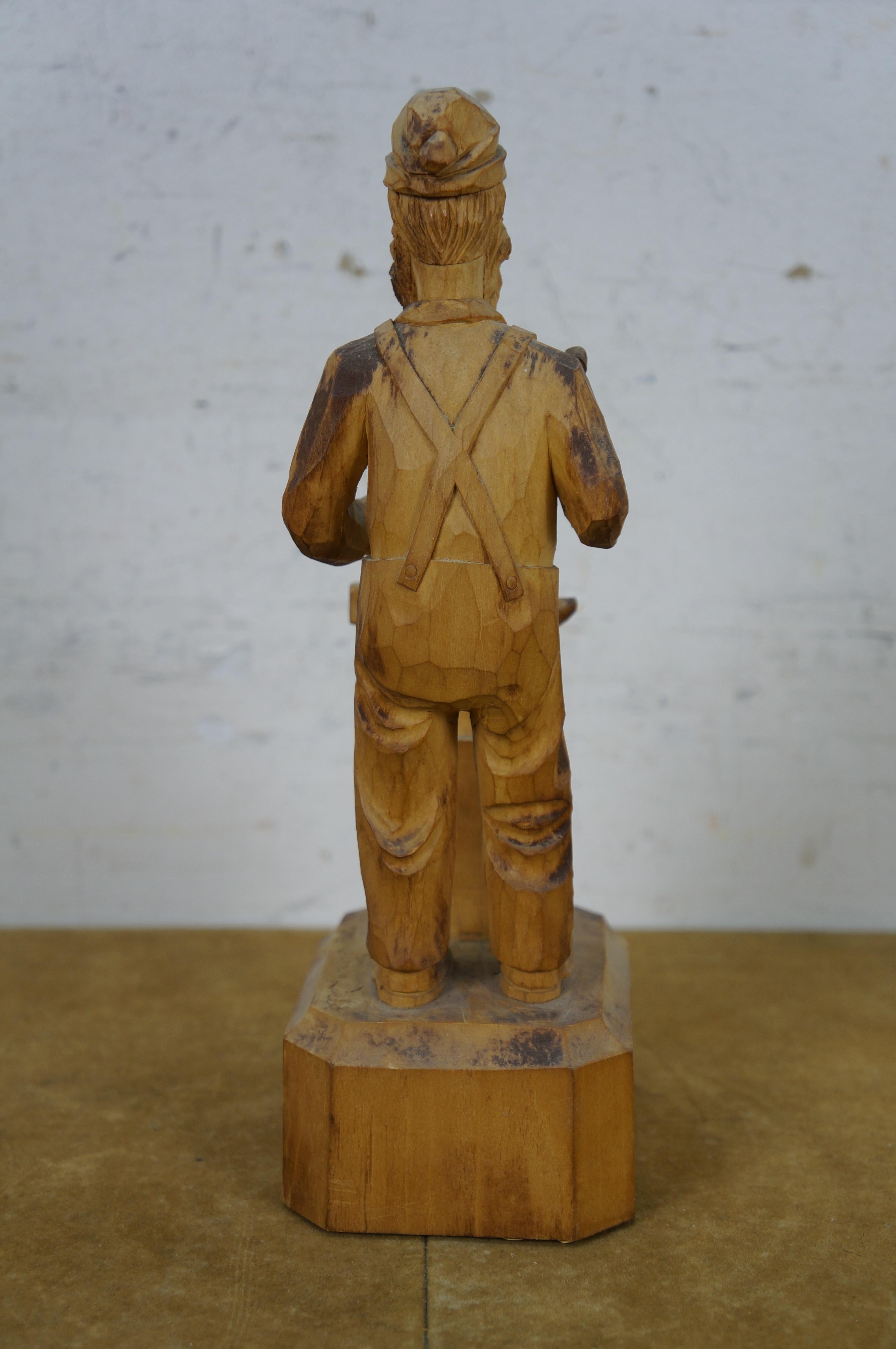 20ième siècle Andre Bourgault Simon Dube Forgeron Enclume Wood Wood Sculpture 10
