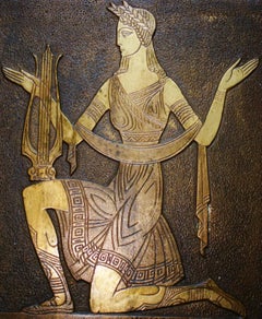 Canadian Art Deco Cast and Incised Bronze Figural Plaque by Valentin Shabaeff