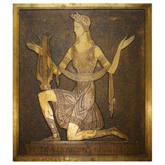 Canadian Art Deco Cast and Incised Bronze Figural Plaque by Valentin Shabaeff