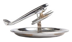 Kanadischer Art Deco Aschenbecher aus Chrom mit Wasserflugzeug