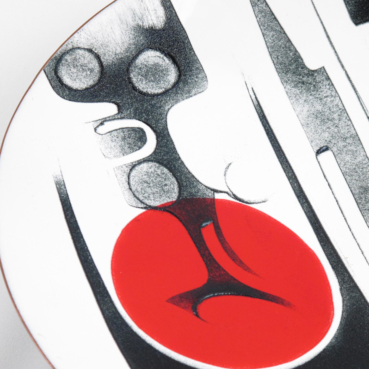 Fin du 20e siècle Anita Trottier canadienne 1970 Émail Art Work Plate Centerpiece Bowl
