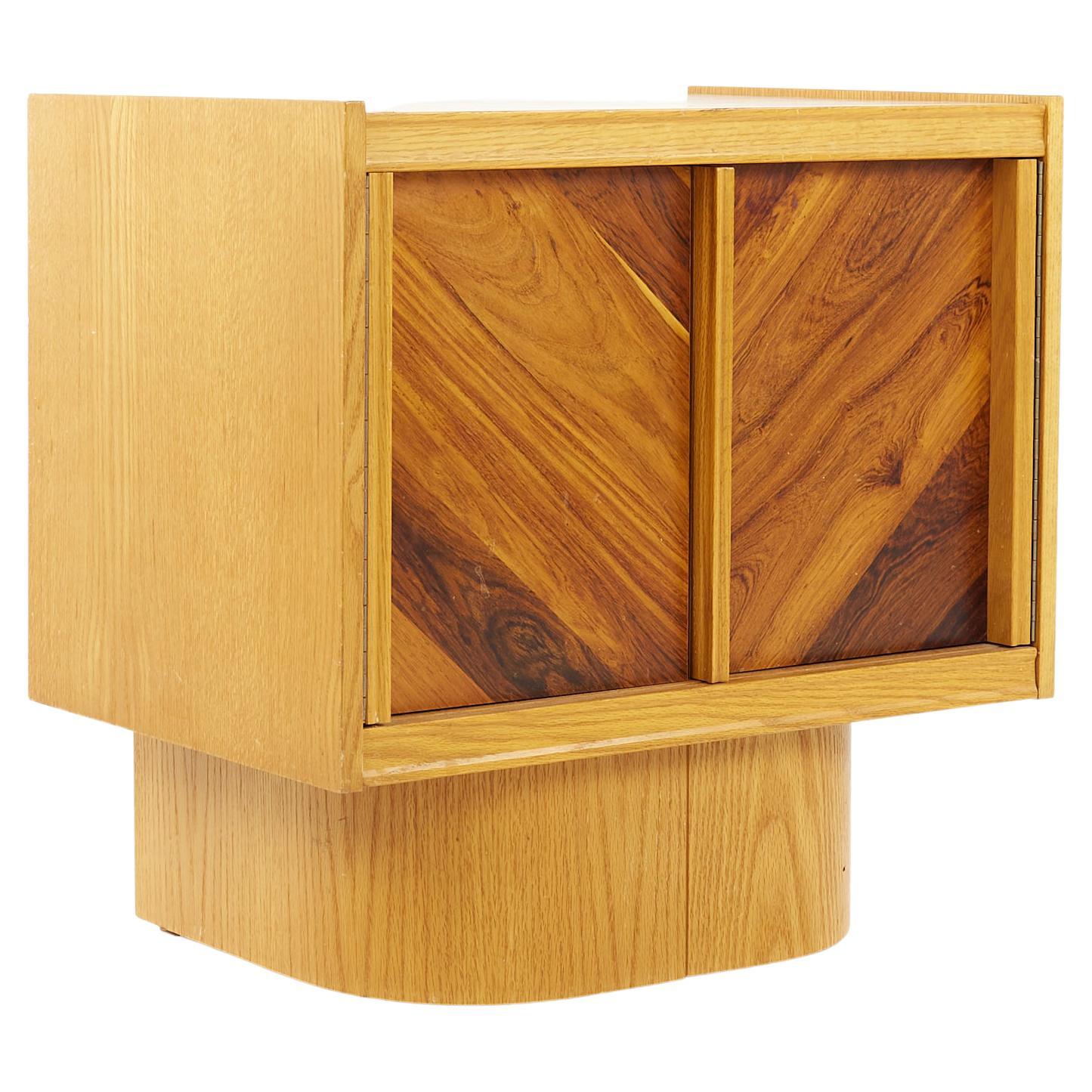 Canadian Brutalist Mid Century Oak and Rosewood Nightstand