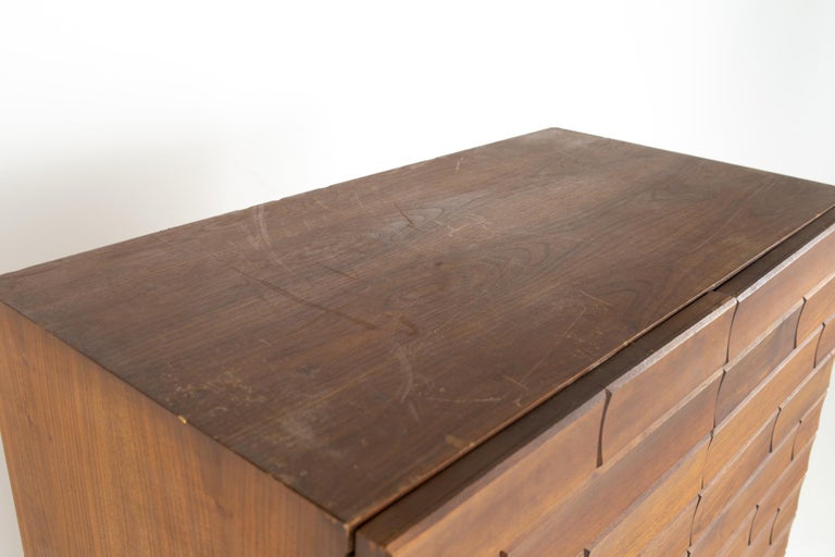 Canadian Brutalist Mid Century Walnut Armoire Highboy Dresser at