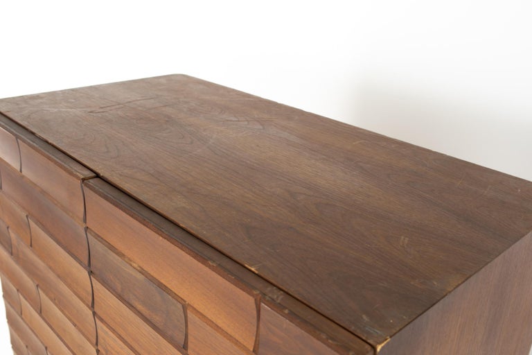 Canadian Brutalist Mid Century Walnut Armoire Highboy Dresser at