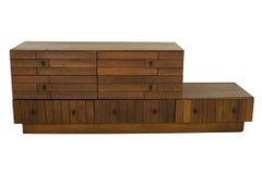 Canadian Brutalist Mid Century Walnut Lowboy Dresser