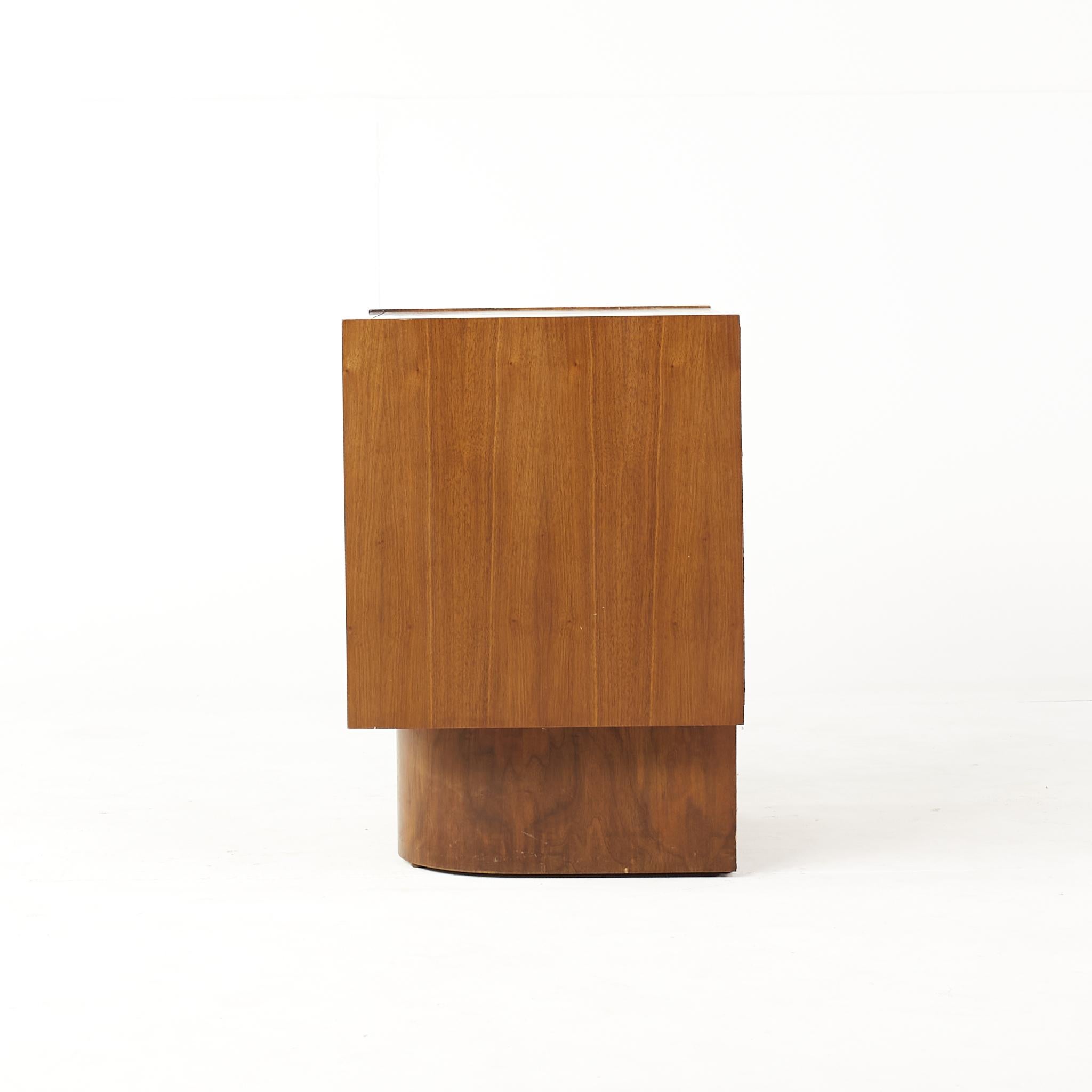 Canadian Brutalist Mid Century Walnut Nightstands, Pair 2