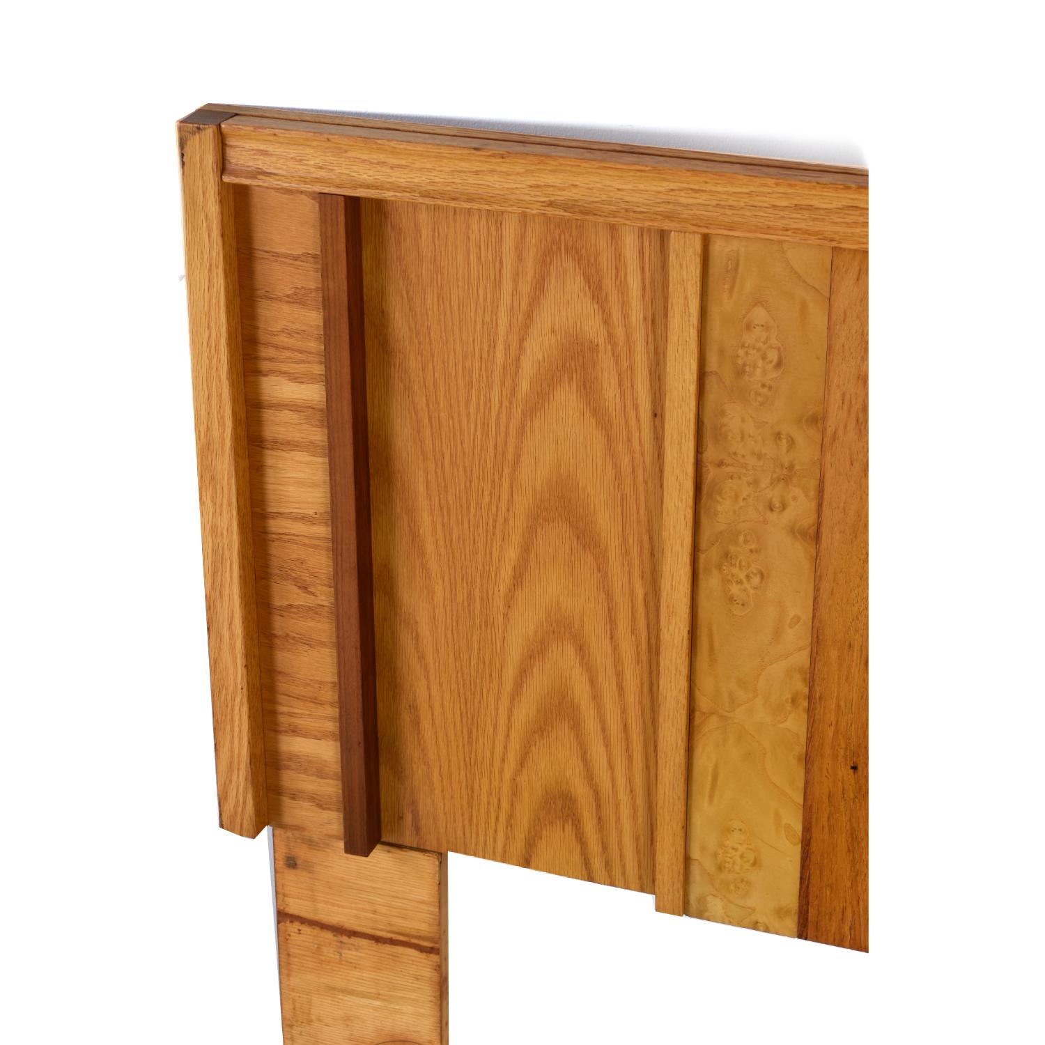 Late 20th Century Multi-Veneer Canadian Brutalist Queen or Double Bed Headboard by Tabago Ltd.