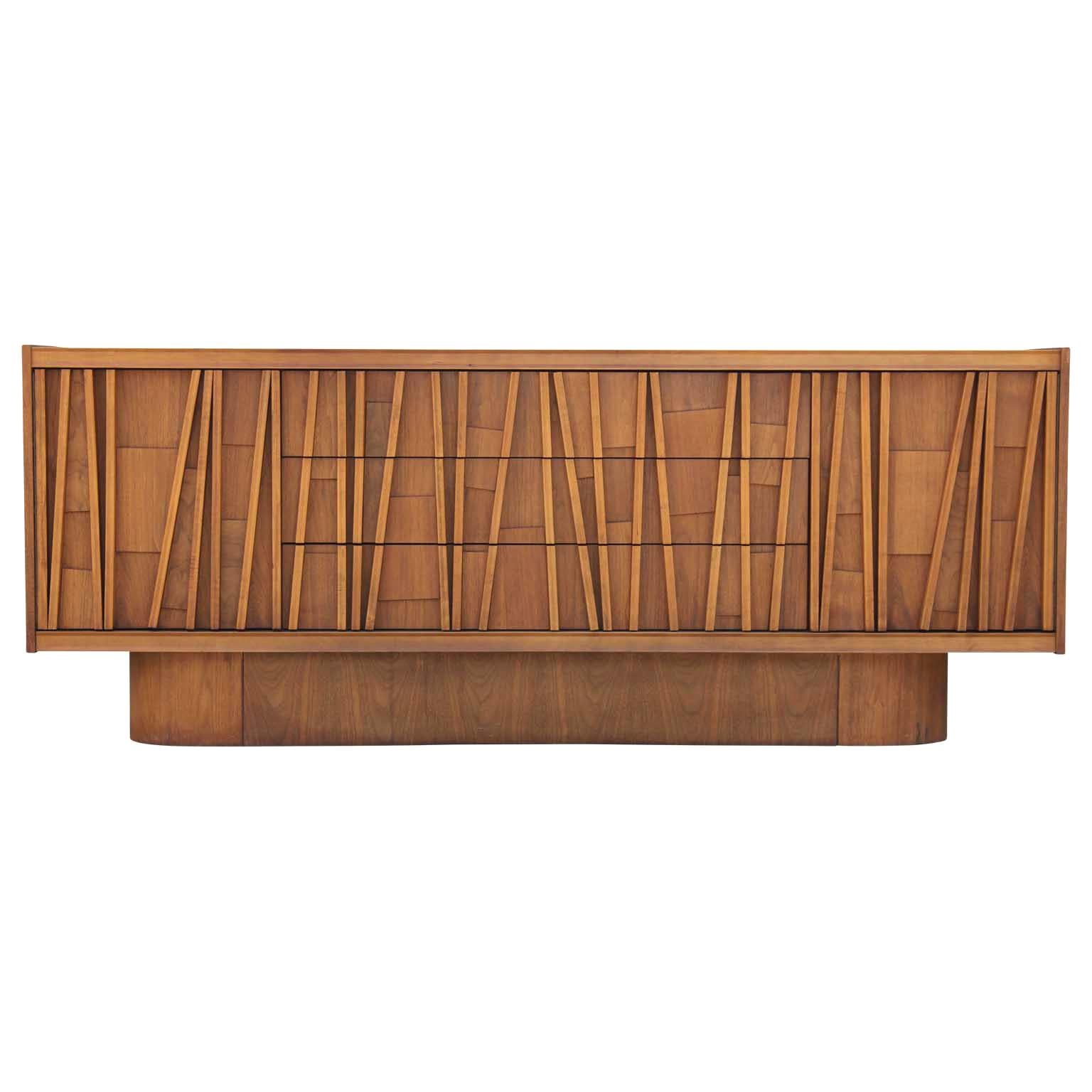 Canadian Brutalist Three-Drawer Credenza or Sideboard with Mosaic Details