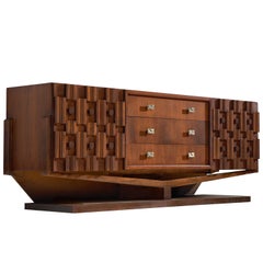Canadian Brutalist Walnut Pedestal Sideboard