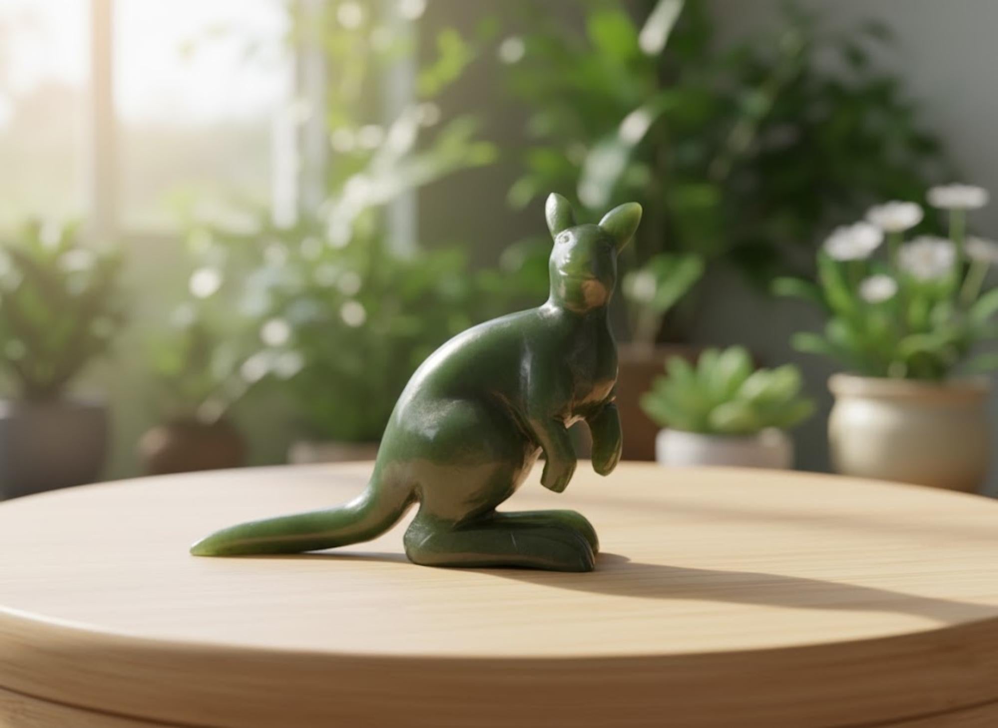 Figurina canadese di canguro australiano intagliato in nefrite in vendita 2