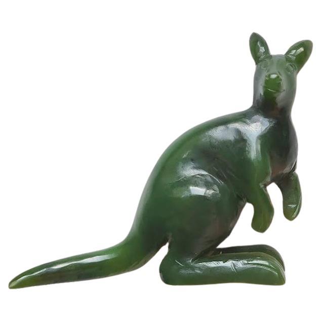 Canadian Carved Nephrite Australian Kangaroo Figurine  For Sale