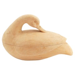 Canadian carved pine duck form box, 1950