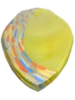 Canadian Contemporary Boat-Shaped Art Glass Dish, Signed Artist, Sleek Decorativ