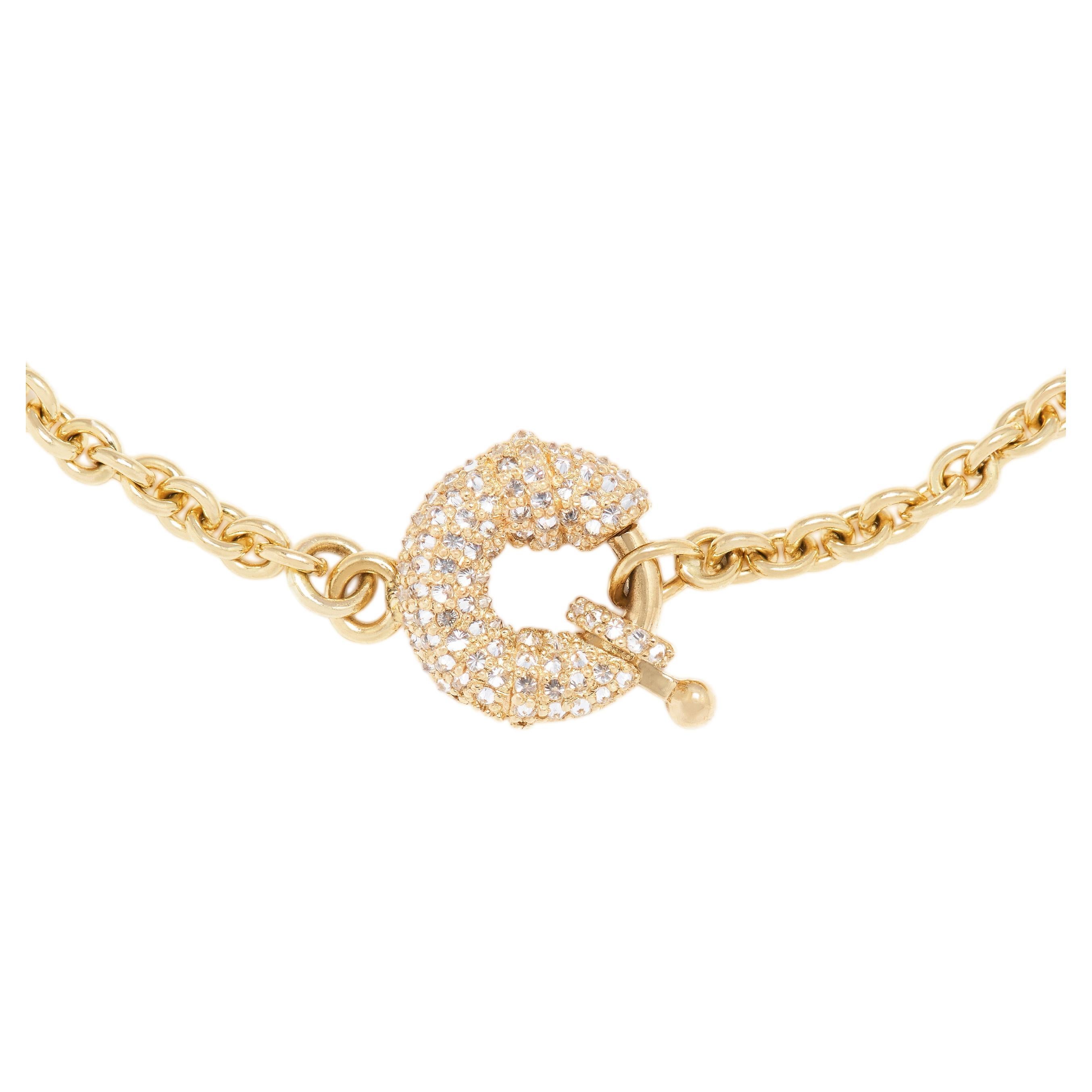 Canadian Diamond Spring Ring Gold Chain Bracelet For Sale