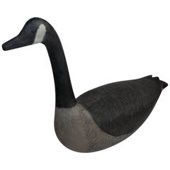 Antique Canadian Goose Decoy, 1930s Hand Carved