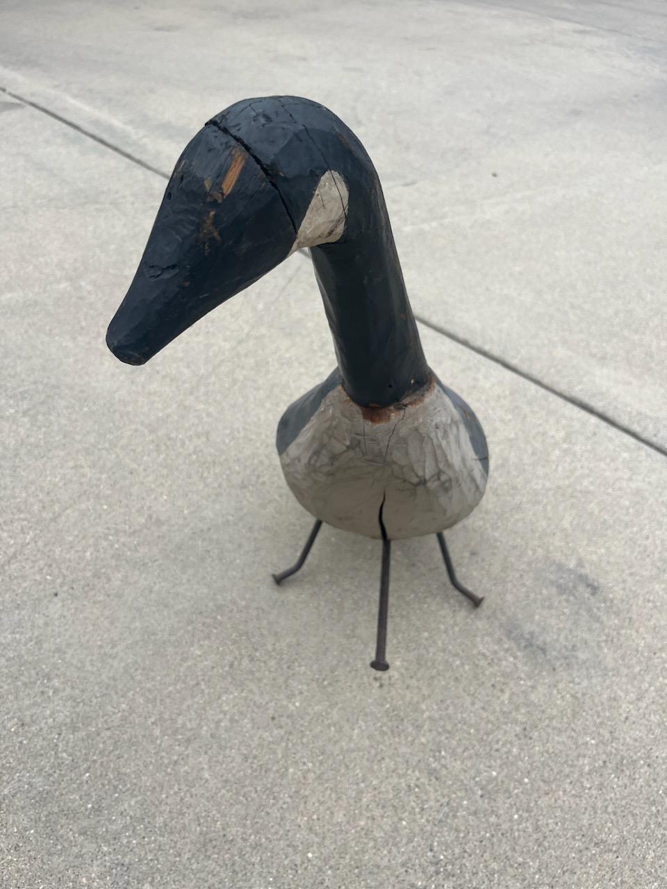 Canadian Goose Decoy on Rod Nails In Good Condition For Sale In Los Angeles, CA