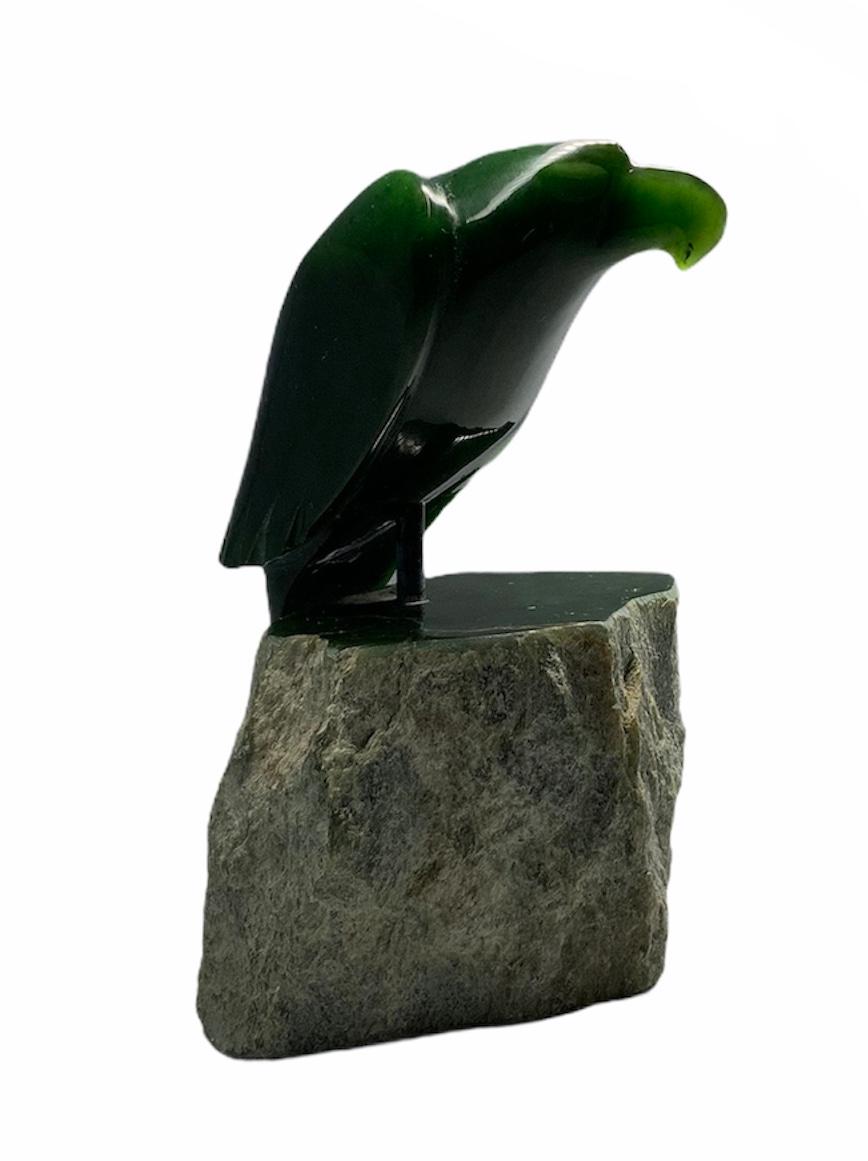20th Century Canadian Jade Carved Sculpture of a Raven