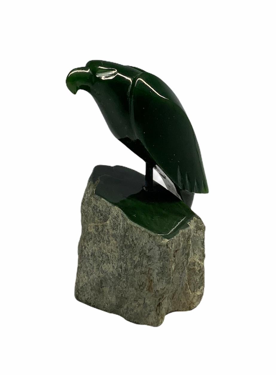 Canadian Jade Carved Sculpture of a Raven 2