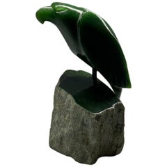 Canadian Jade Carved Sculpture of a Raven