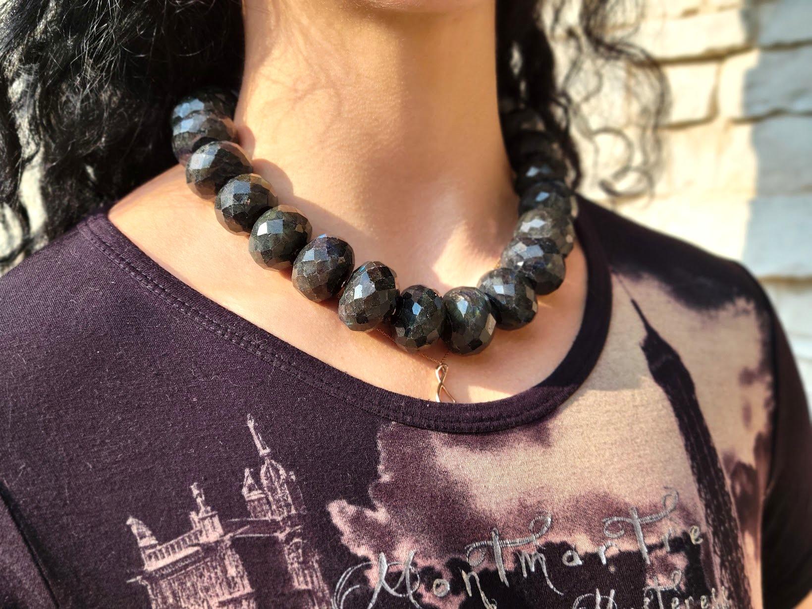 Collana di perline di labradorite canadese in vendita 2