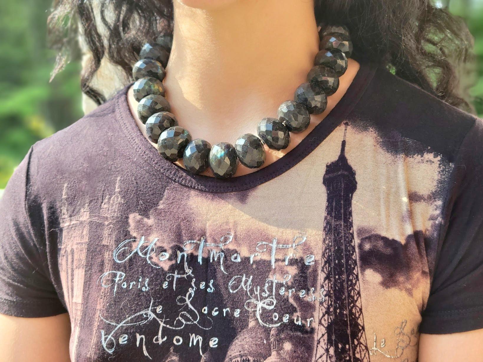 Collana di perline di labradorite canadese In condizioni Nuovo in vendita a Chesterland, OH