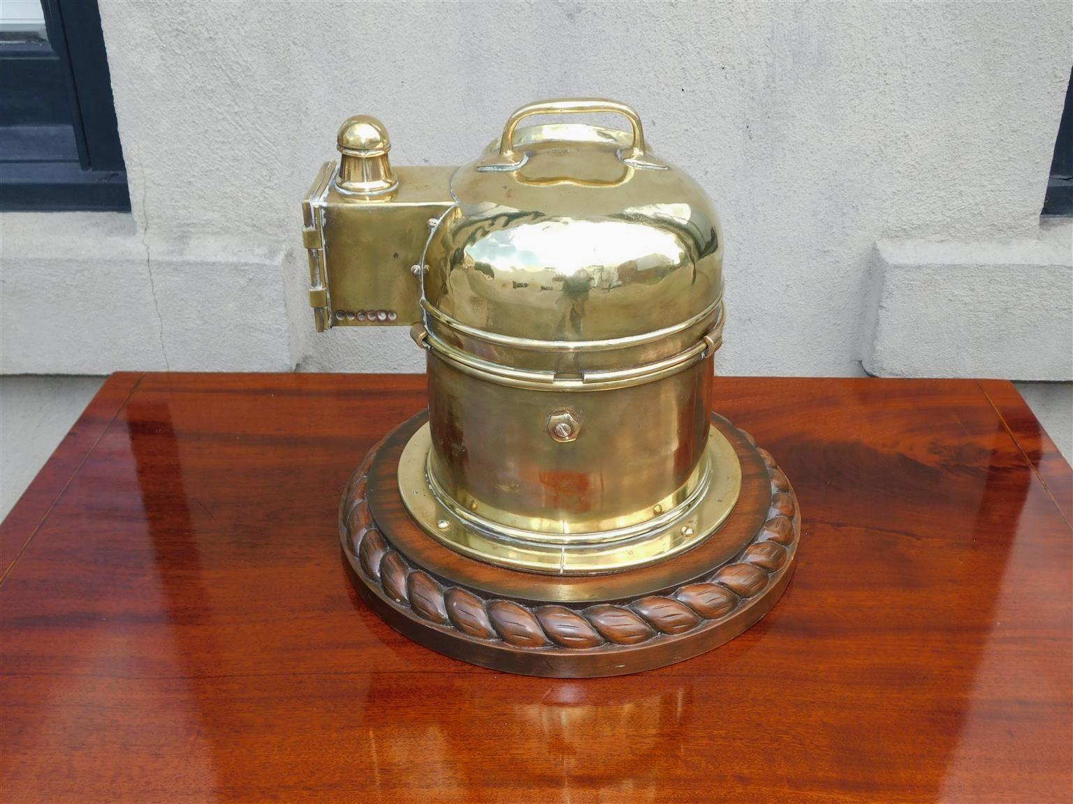 Canadian Nautical Brass Yacht Binnacle Mounted on Mahogany Rope Base, 20th Cent. For Sale 4