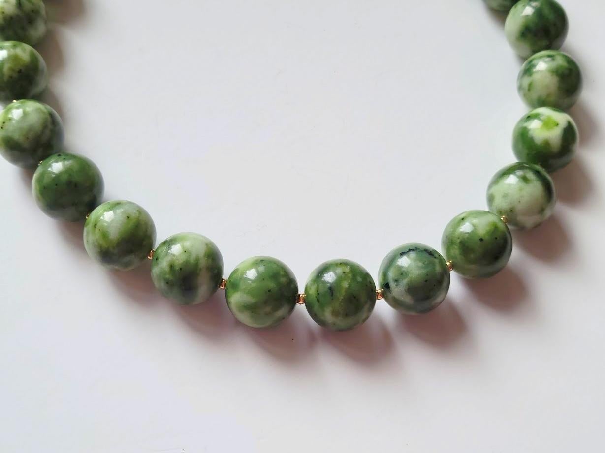 Bead Canadian Nephrite Jade Necklace For Sale