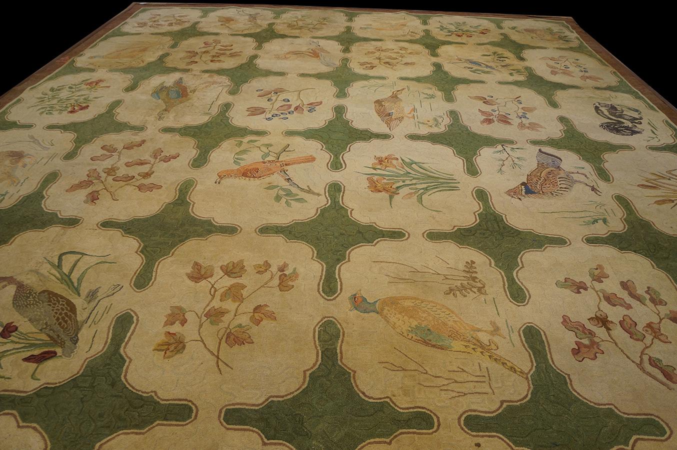Canadian Pictorial Hooked Rug from New Newfoundland - Cheticamp In Good Condition In New York, NY