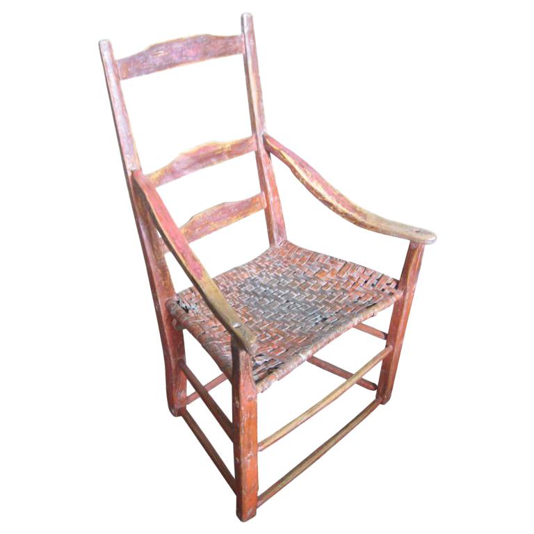 Canadian Red Painted Ladderback Armchair