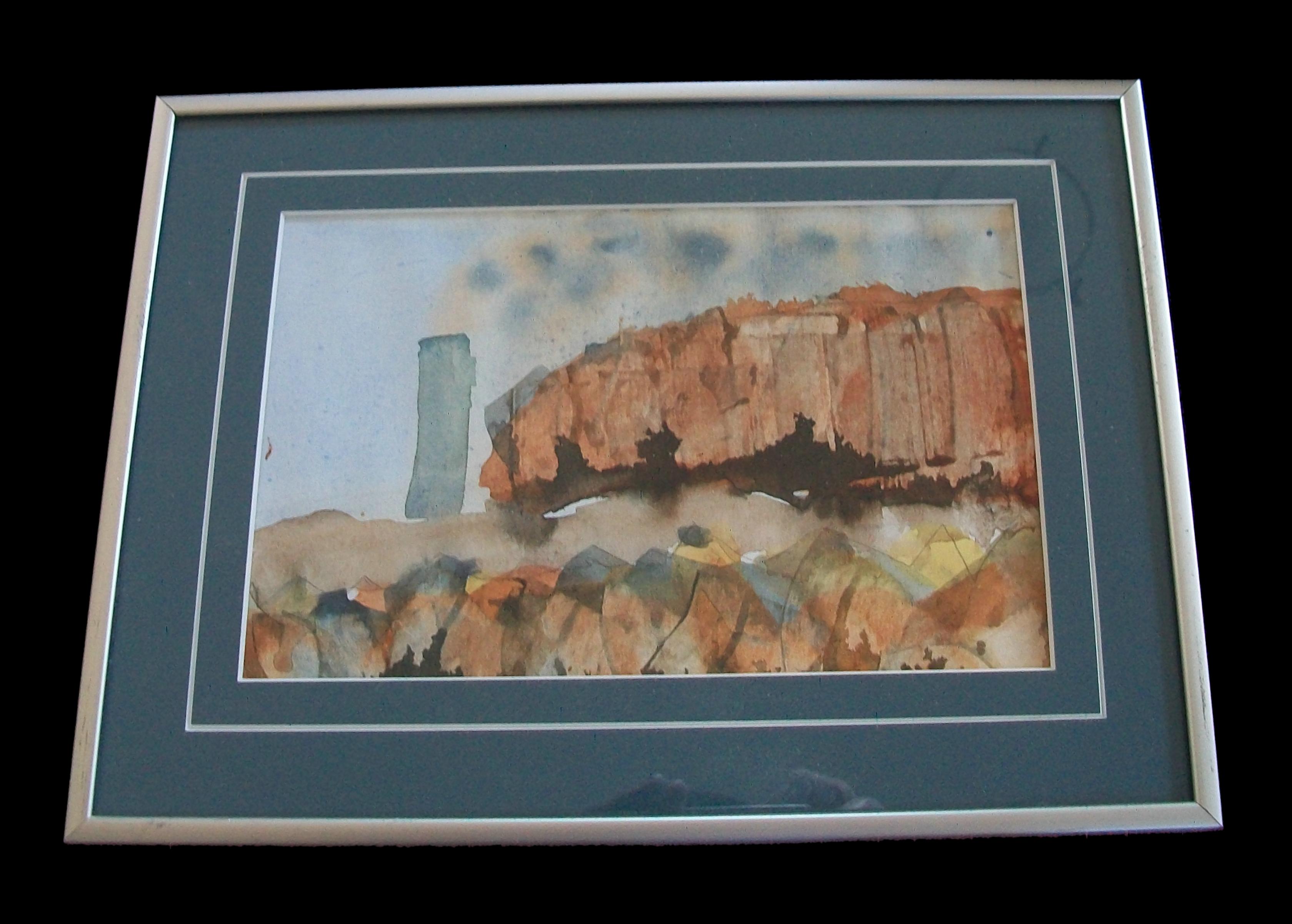Post-Modern Canadian School Landscape W/C Painting on Paper - Framed - Unsigned - C.1980's For Sale