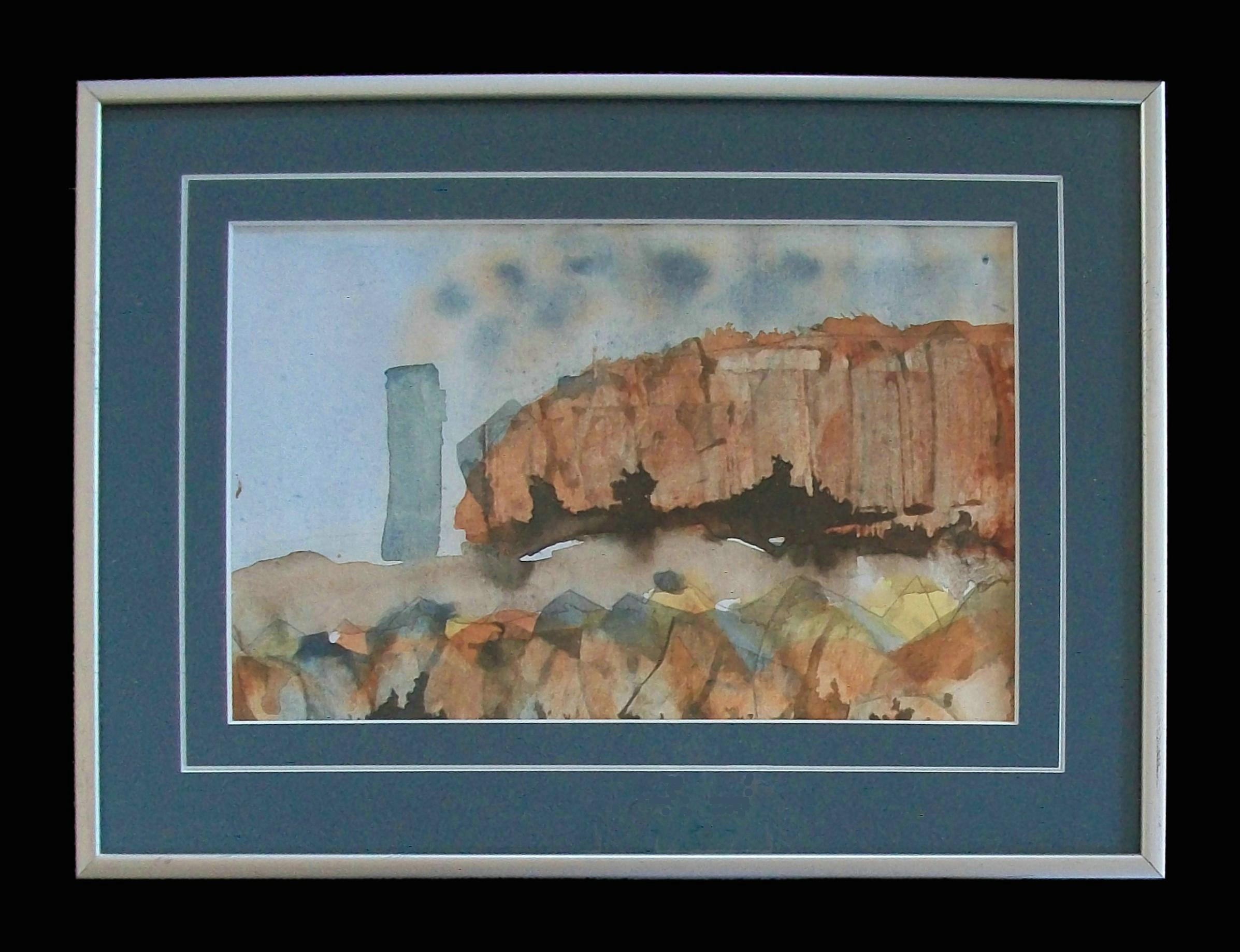 Hand-Painted Canadian School Landscape W/C Painting on Paper - Framed - Unsigned - C.1980's For Sale