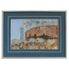 Retro Canadian School Landscape W/C Painting on Paper - Framed - Unsigned - C.1980's