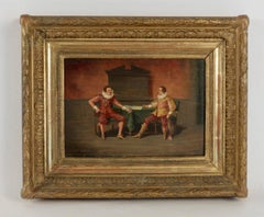 Canadian School Late 19th Century Oil on Panel "The Conversation", circa 1890