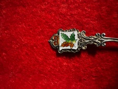 Canadian Sterling Silver And Enameled Souvenir Salt Spoon 4.29g