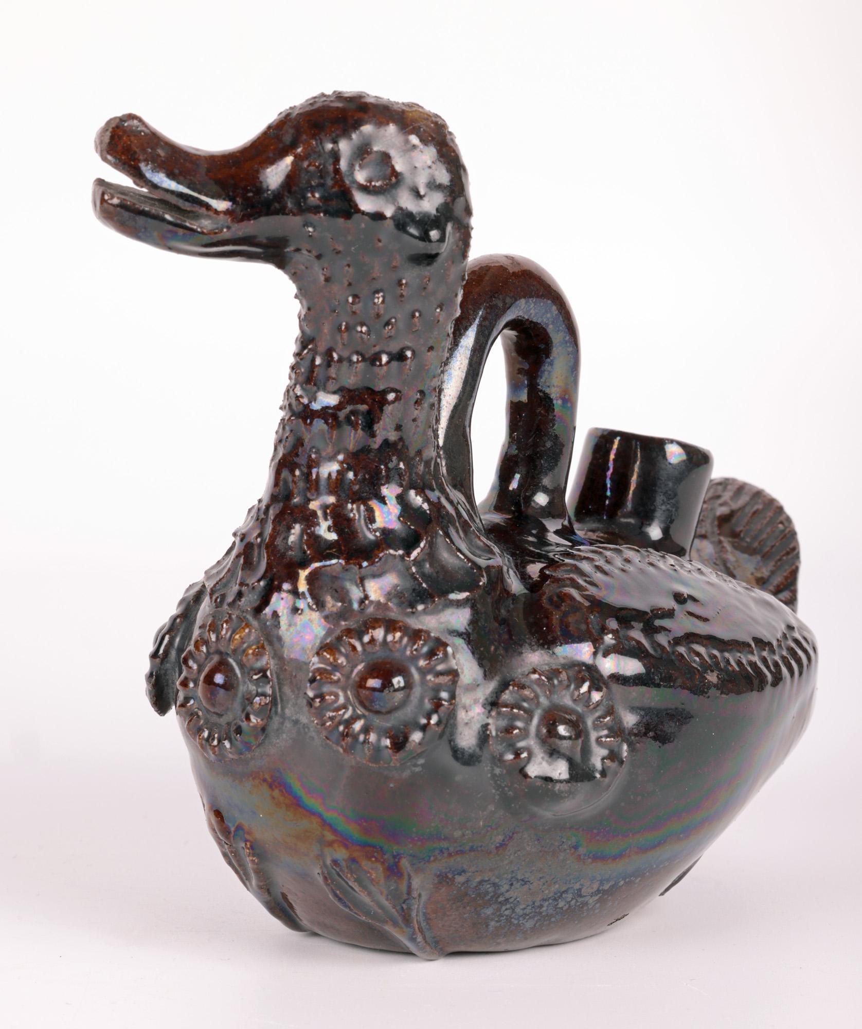 Canakkale Turkish Ottoman Revival Treacle Glazed Duck Ewer For Sale 9