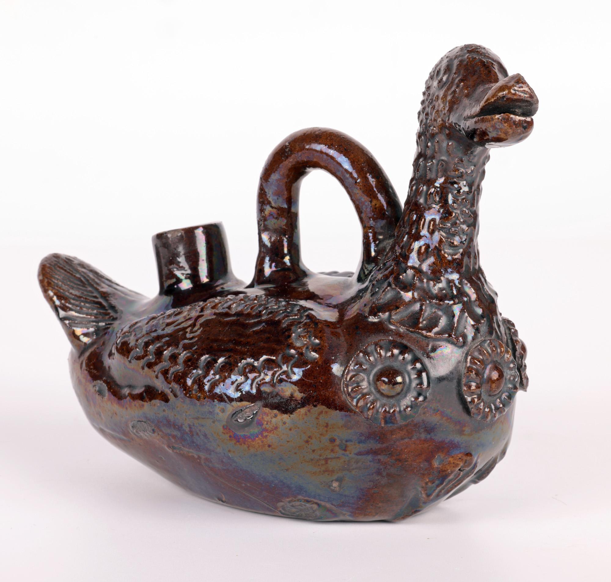 Canakkale Turkish Ottoman Revival Treacle Glazed Duck Ewer For Sale 11