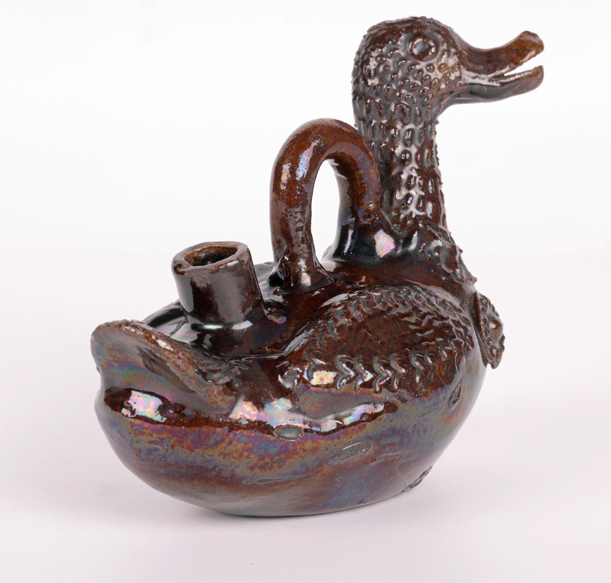 Canakkale Turkish Ottoman Revival Treacle Glazed Duck Ewer For Sale 2