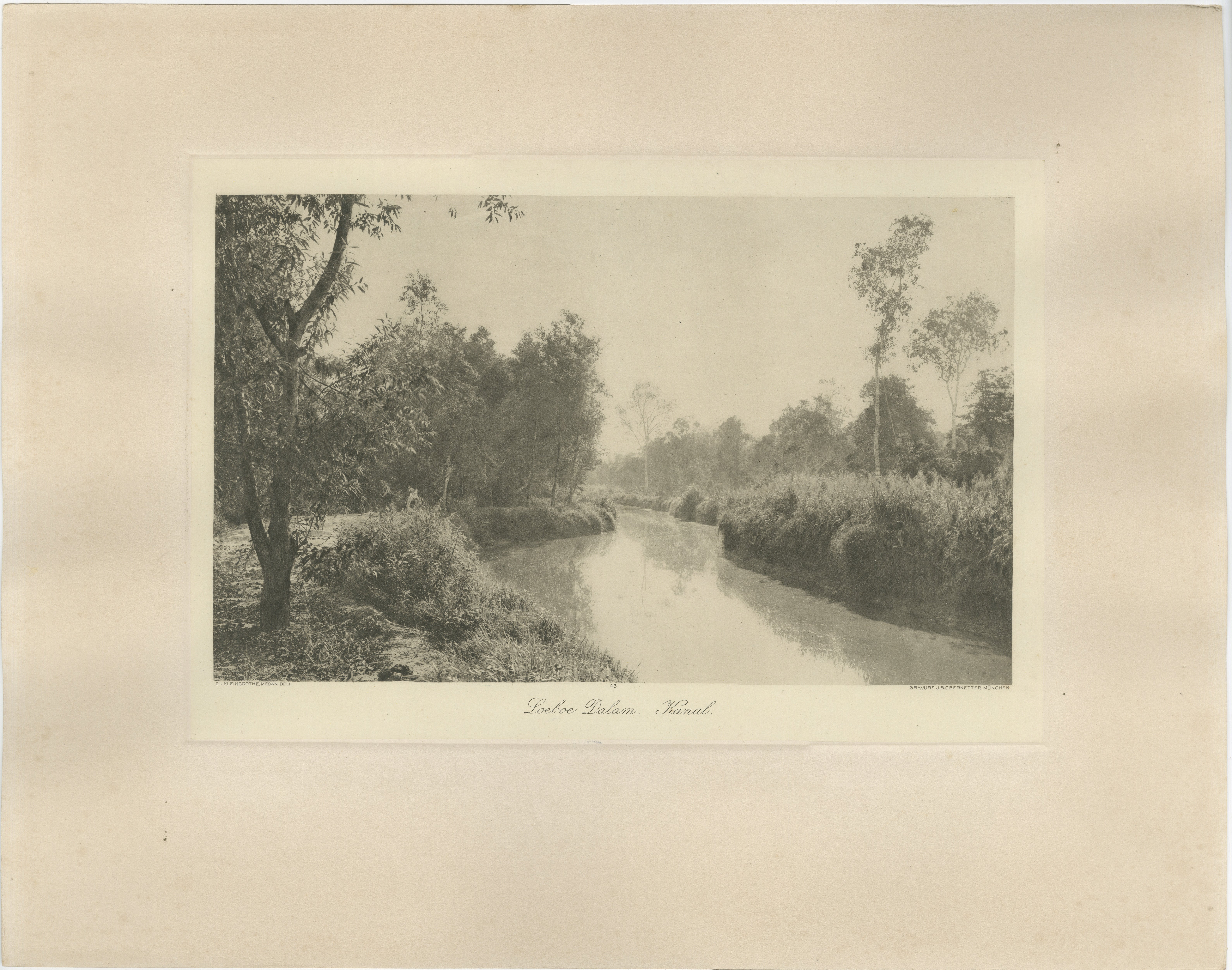 Canal à Loeboe Dalam, Sumatra, C.J Kleingrothe, Indes orientales néerlandaises c1910