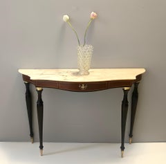 Canaletto Walnut and Beech Console with a Marble Top in the style of Paolo Buffa