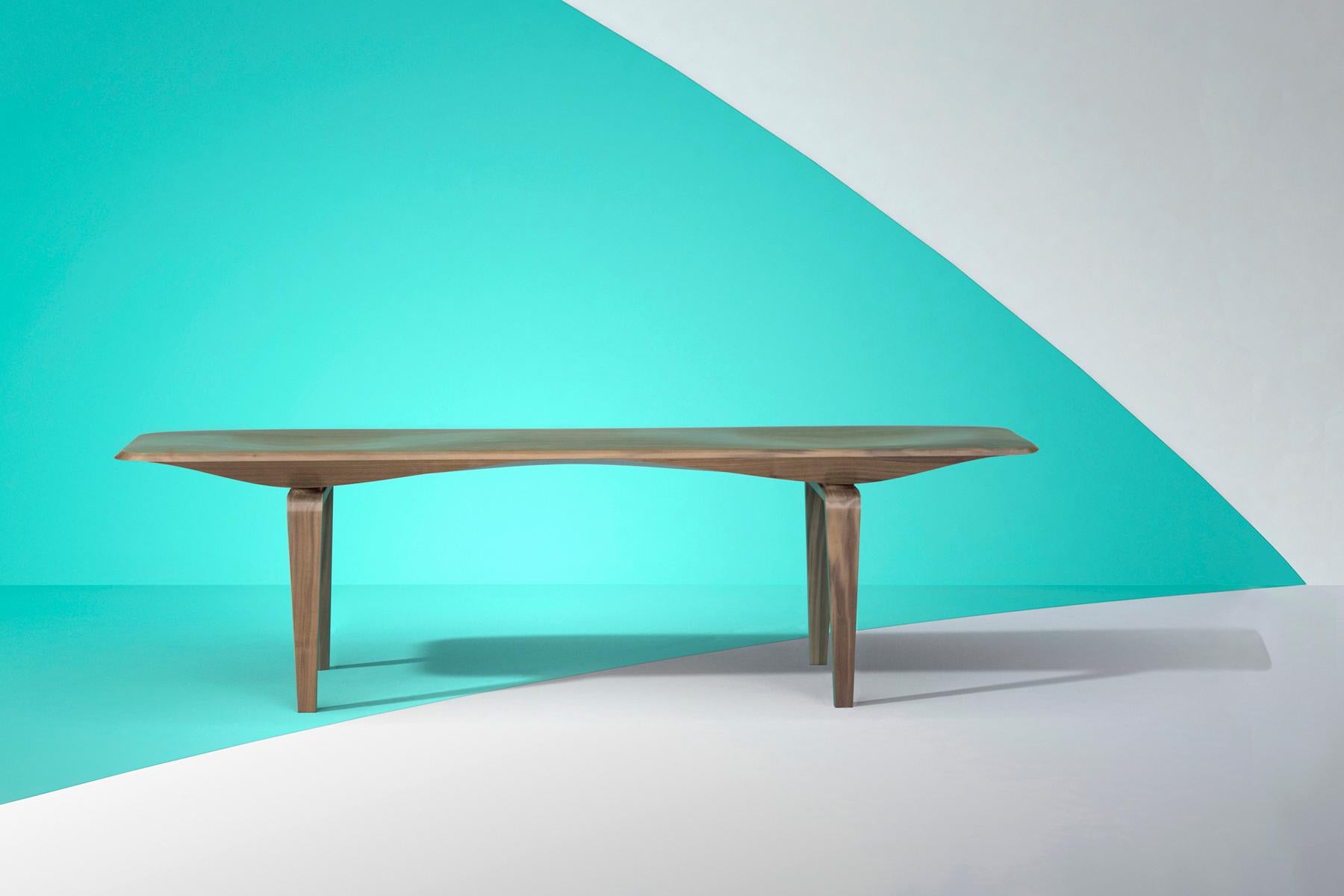 Italian Canaletto Walnut Bench with Carved Top by Miduny, Made in Italy For Sale