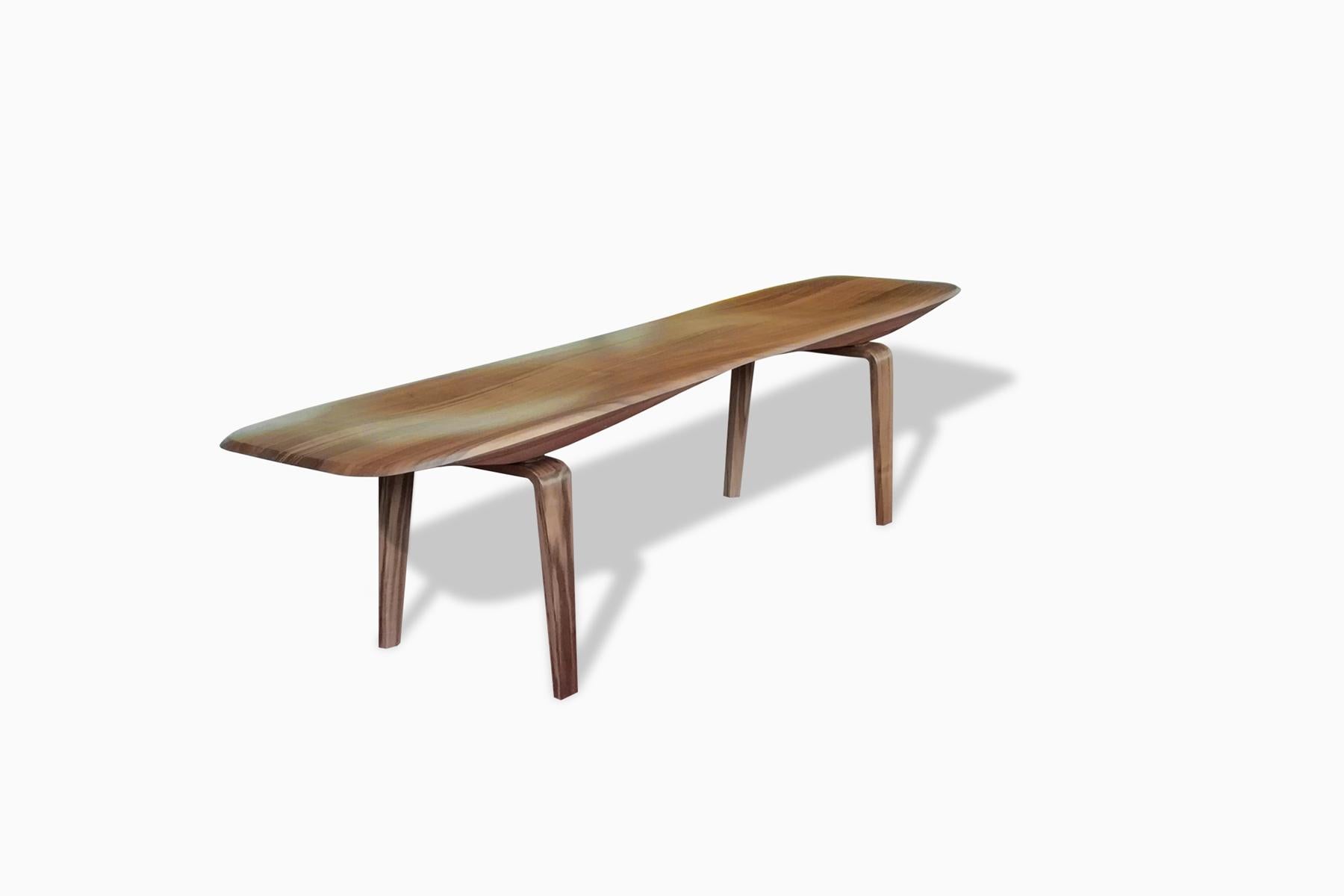 Canaletto Walnut Bench with Carved Top by Miduny, Made in Italy In New Condition For Sale In Brooklyn, NY