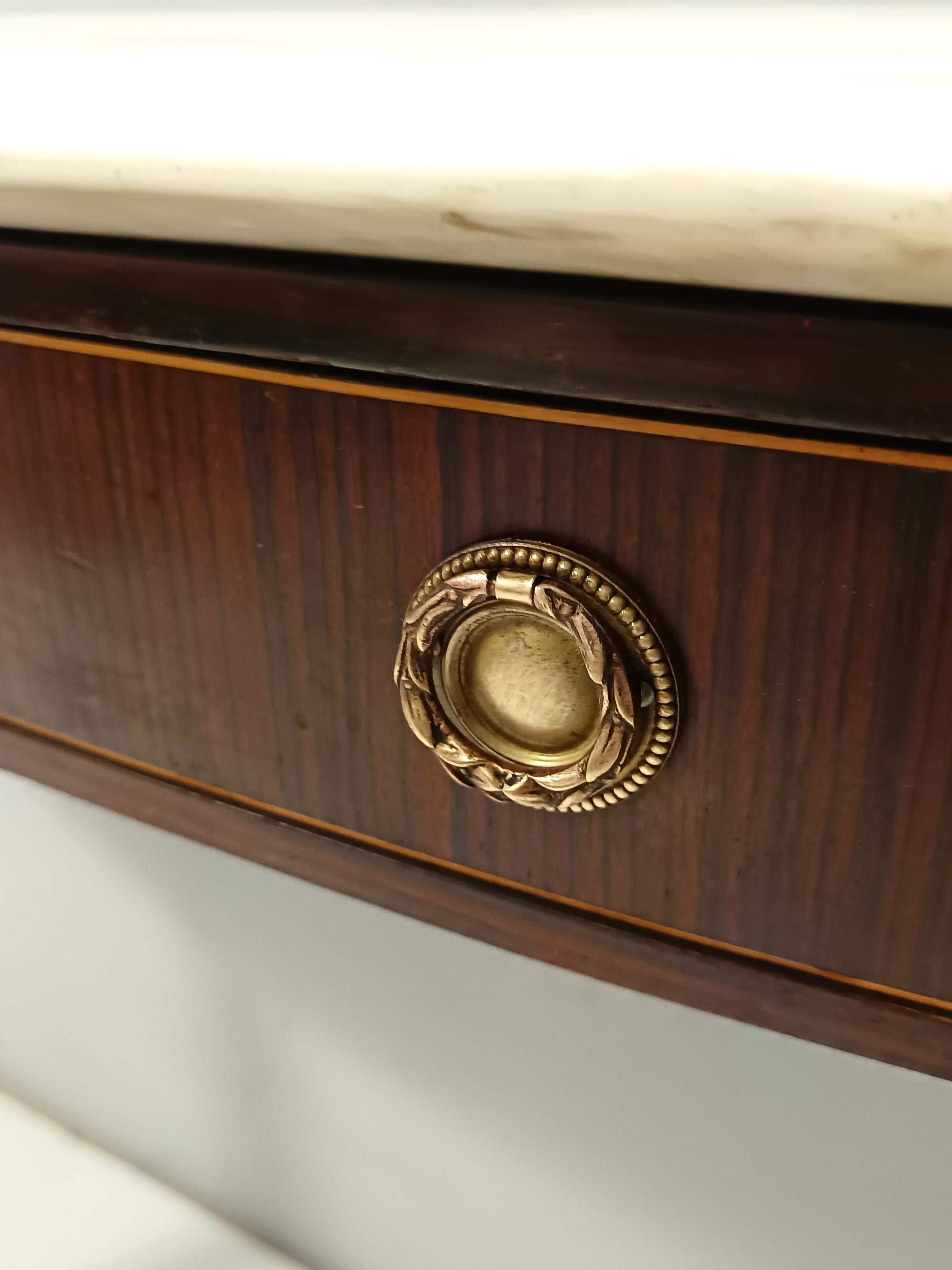 Canaletto Walnut Console with a Demilune White Marble Top attr. to Paolo Buffa 6