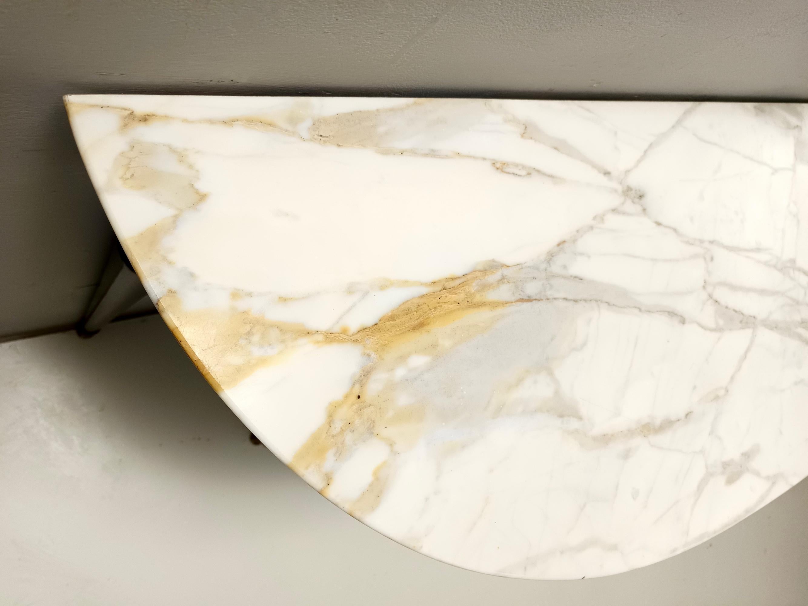 Canaletto Walnut Console with a Demilune White Marble Top attr. to Paolo Buffa 4
