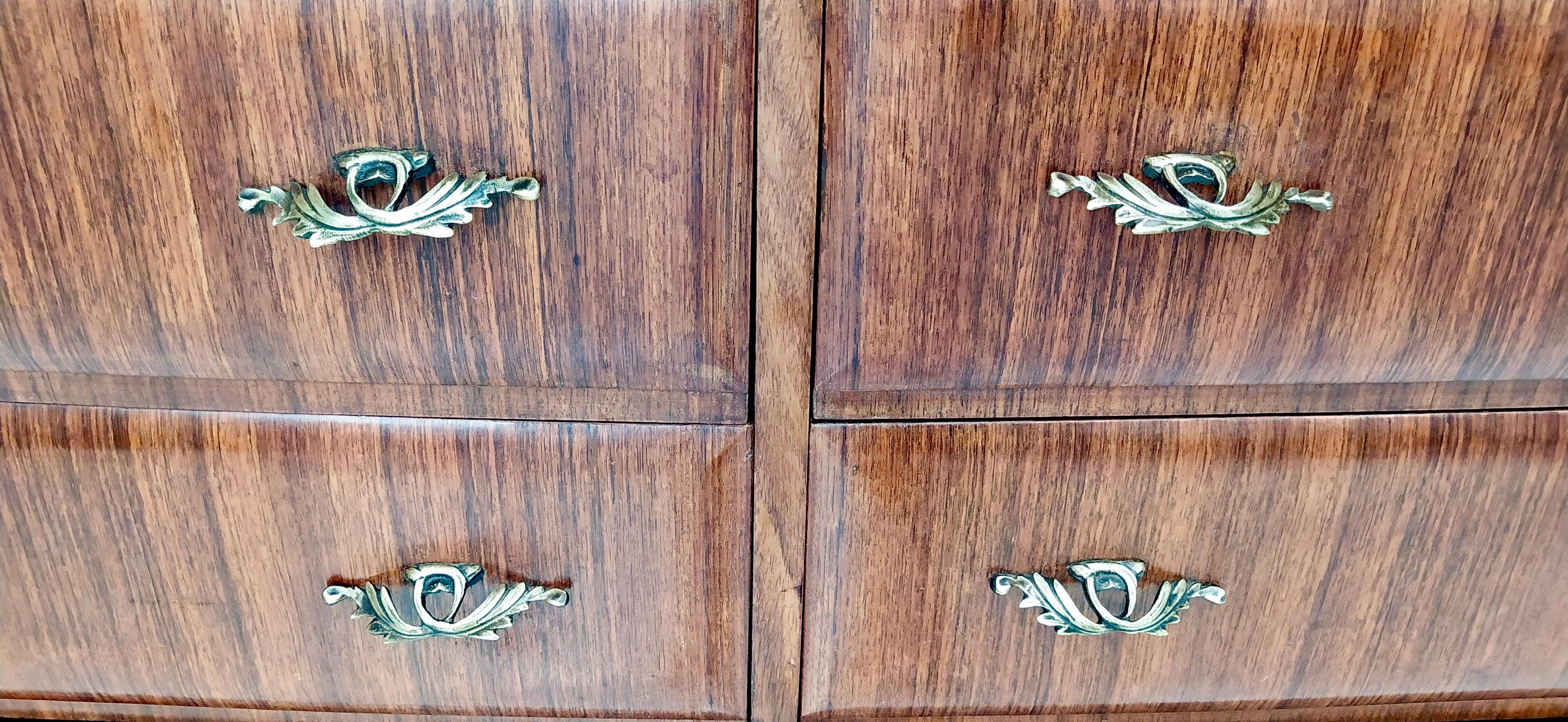 Cómoda vintage de nogal negro fabricada por Dassi con tapa de mármol de Carrara, Italia en venta 4