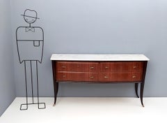 Vintage Black Walnut Dresser Produced by Dassi with Carrara Marble Top, Italy